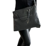Dany Slim Computer Bag Embossed Leather top handles & detachable strap