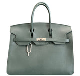 Green Jake Large Satchel Bag 2 handles detachable strap - Selleria Veneta