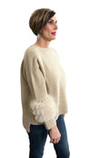 Alba Sweater Fox Fur Pearl Merino & Cashmere - Selleria Veneta 