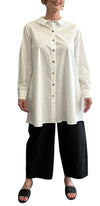 White long shirt/Dress classic collar flare cut. Cotton material for a classic summer essential.