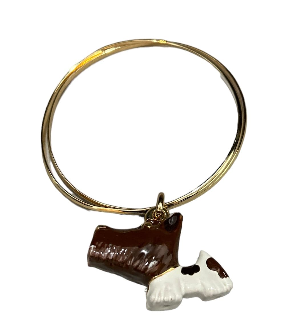 Dog Bangle Whimsical charm - metal Brass hand lacquer - Selleria Veneta