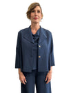 Palazzo Navy Jacket two buttons, flare cut 3/4 sleeves., crop cut.