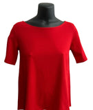Flare Cut Shirt Round Neck short Sleeves Red