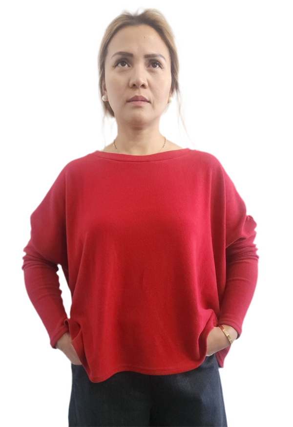 Basic Sweater Boxy cut Red