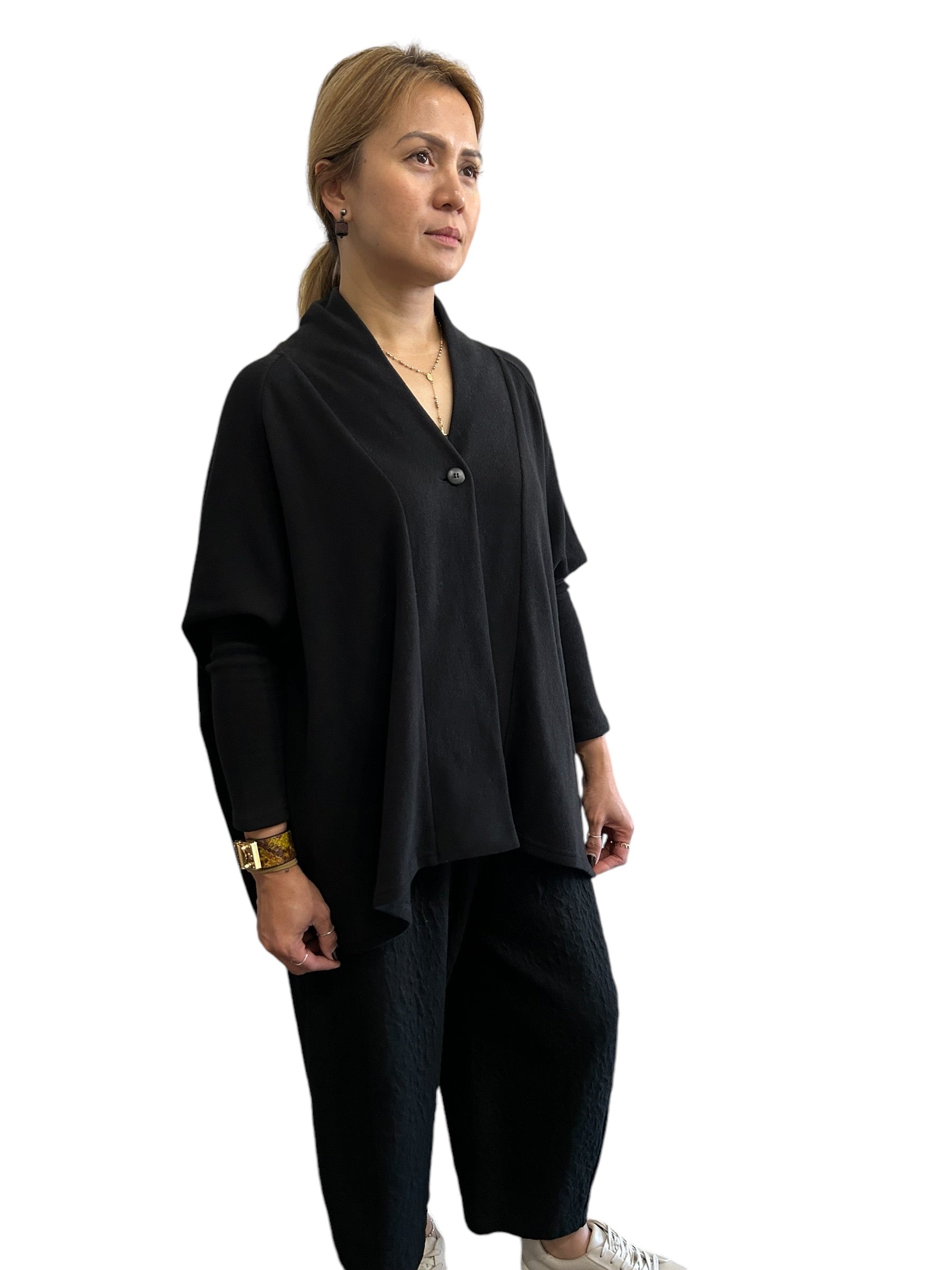 One Button Cardigan Black