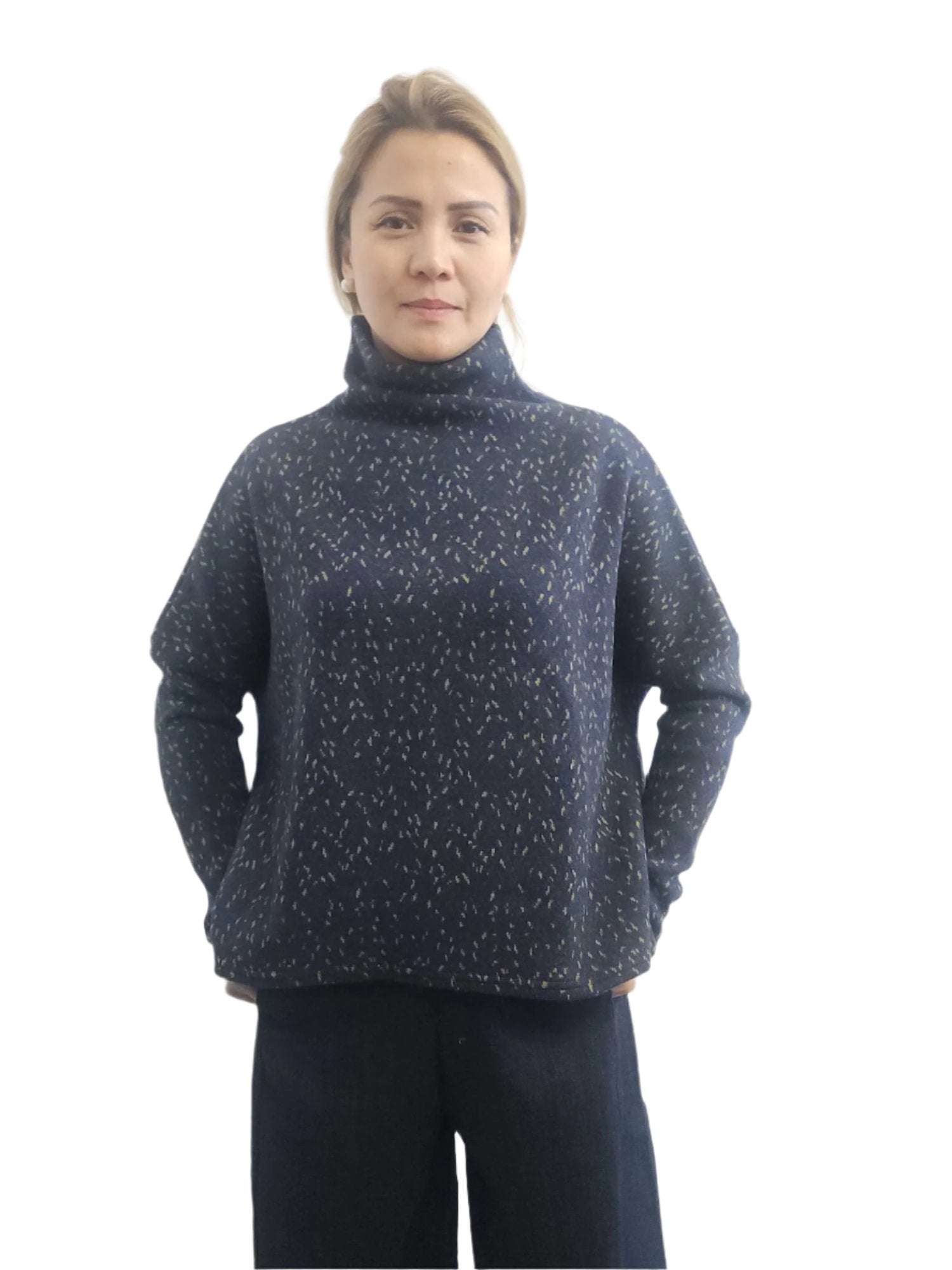 Crater Neck Sweater Tweed Blue