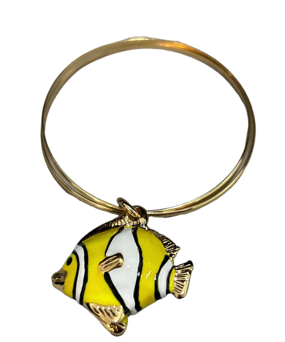 Fish Bangle Whimsical charm - metal Brass hand lacquer - Selleria Veneta