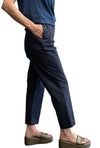Light Cotton Comfortable Basic Pants Navy, straight cut