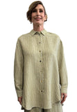 Long Shirt/Dress Button down Stripes Avocado & Cream