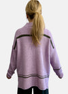 Wide Sweater with stripes Lilac