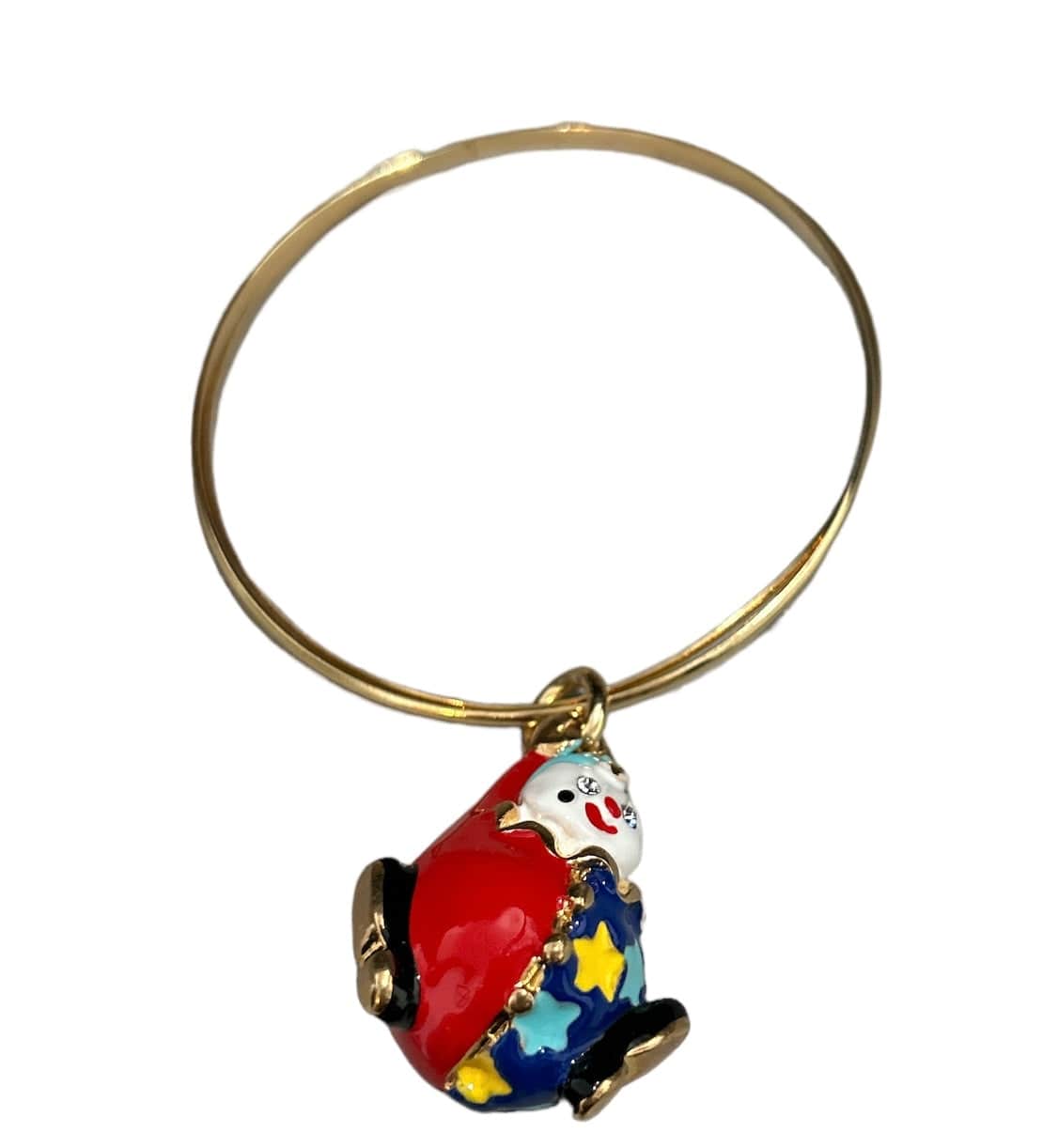 Clown Bangle Whimsical charm - metal Brass hand lacquer - Selleria Veneta