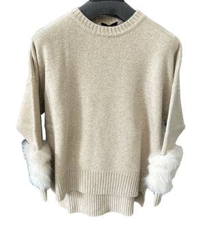 Alba Sweater Beige Fox details merinos & cashmere - Selleria veneta 