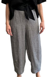 Comfortable Basic Linen Pants Black & White Check - Selleria Veneta