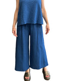 Ocean Blue wide pants, elastic on the waist and side pockets. Cotton material.