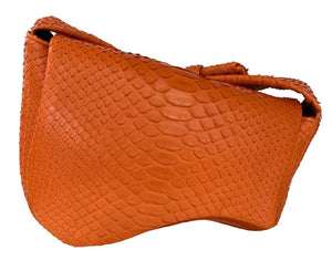 Orange Onda Puff Bag genuine Python leather Selleria Veneta