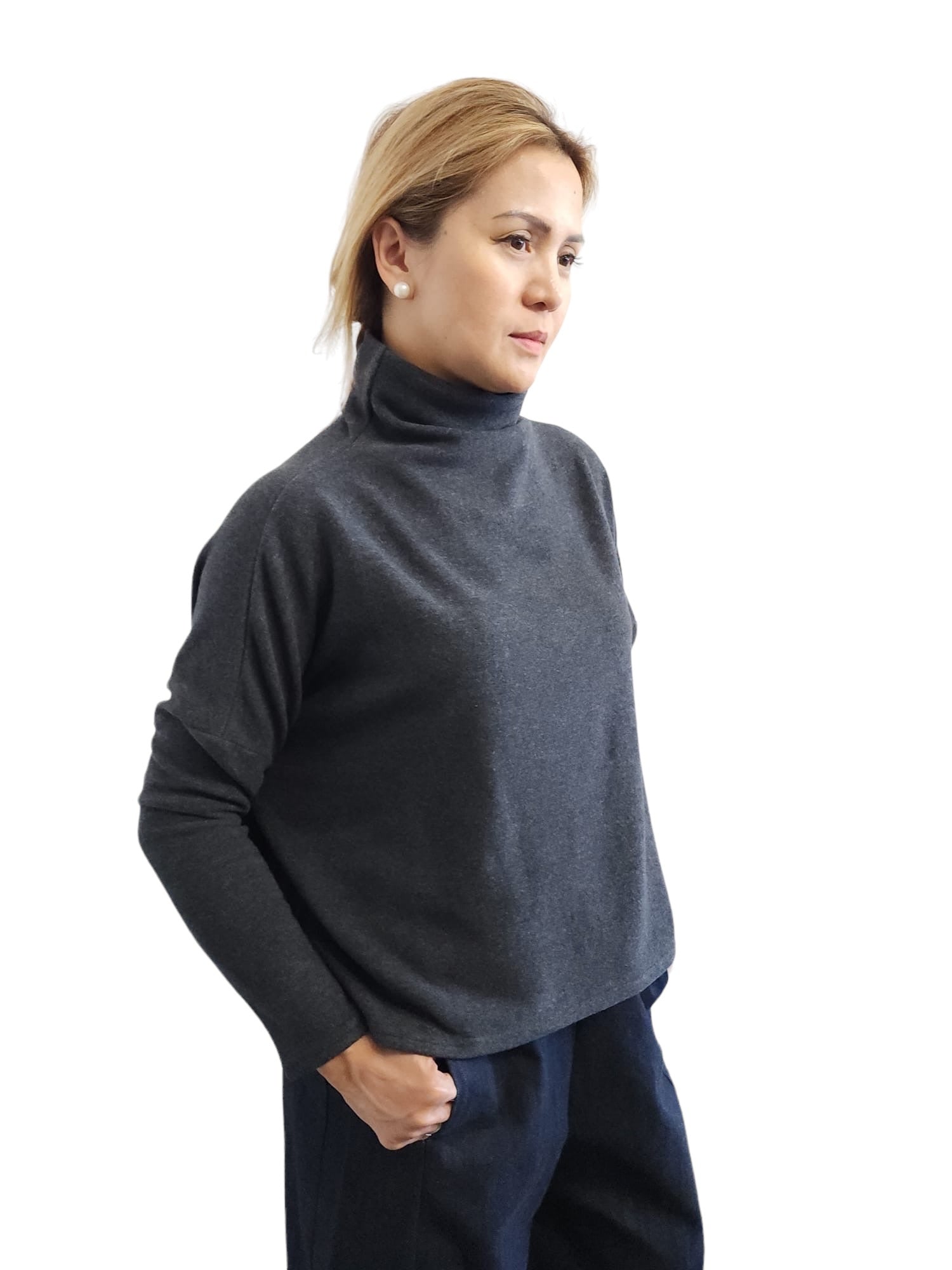 Crater Neck Sweater Charcoal