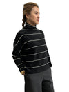 Crater Neck Sweater Wide Stripe Black