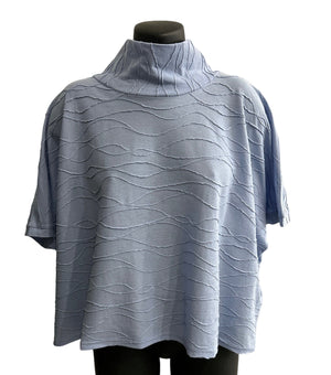 Ring neck light blue wide cut, Jacquard  cotton, short sleeves.
