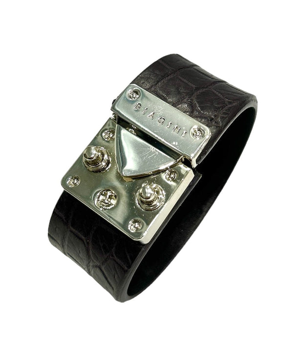 Brown & steel Selleria Veneta cuff bracelet
