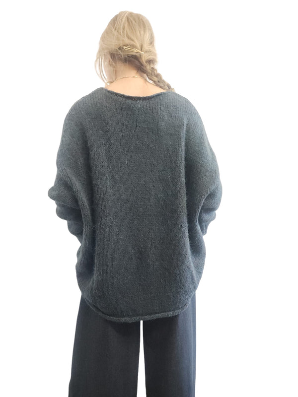 Alpaca Sweater Round Neck Agave Green