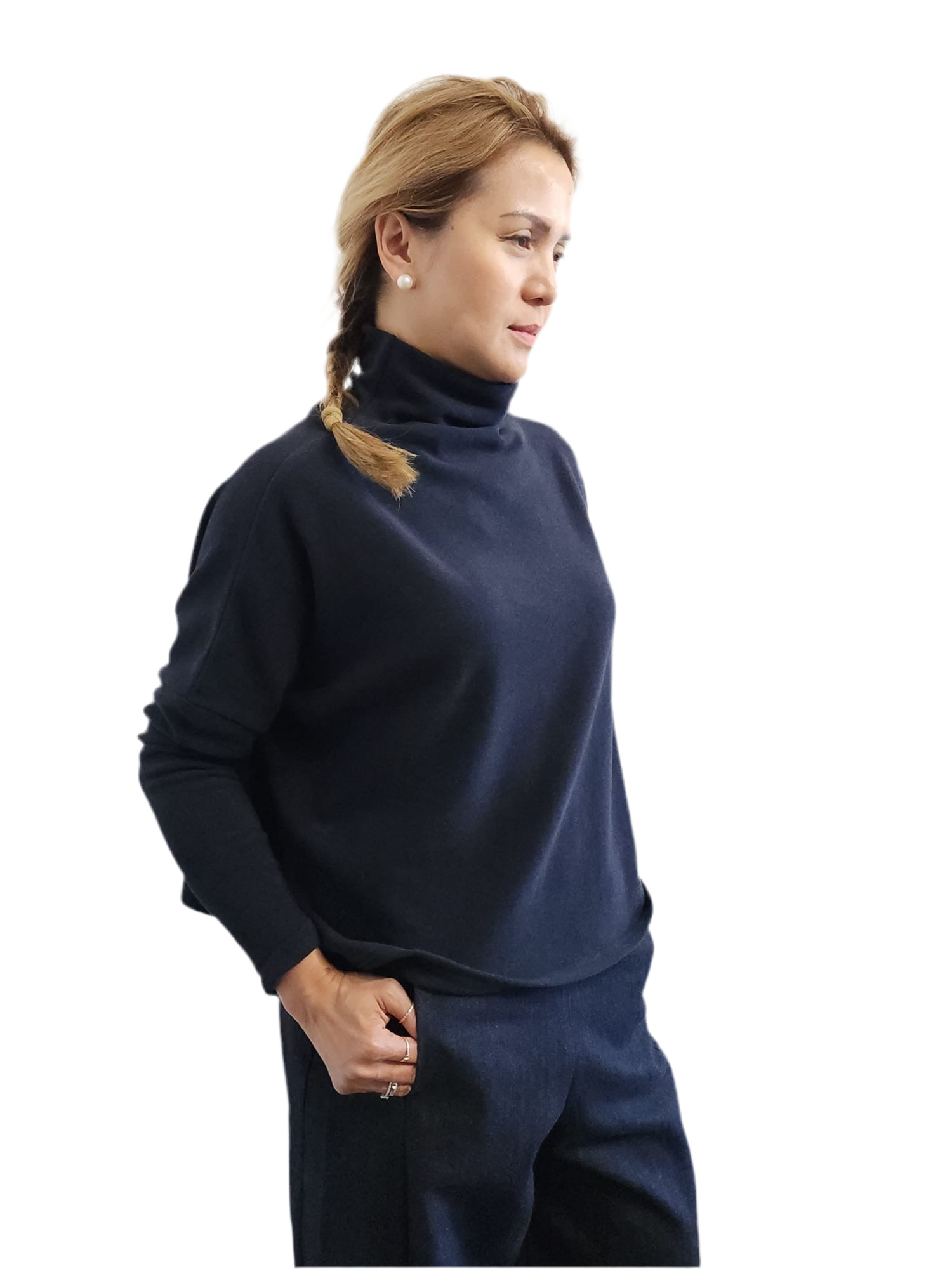 Crater Neck Sweater Navy