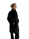 Shearling Coat Black laser waves