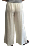 Wide leg Pants Linen material off White side zipper 