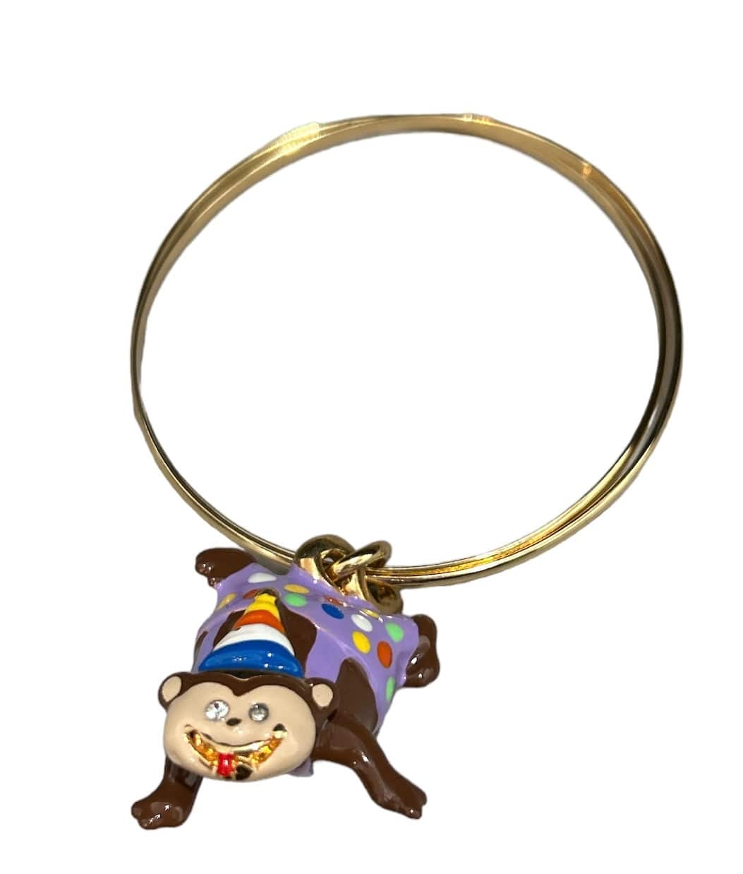 Monkey  Bangle Whimsical charm - metal Brass hand lacquer - Selleria Veneta