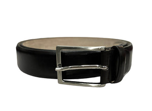 Black Belt Classic Shiny Leather Rectangular buckle