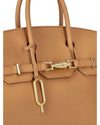 Agata Large Satchel Bag gold color metal hardware detachable strap