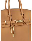Agata Large Satchel Bag gold color metal hardware detachable strap