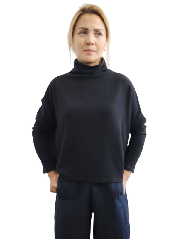 Crater Neck Sweater Black