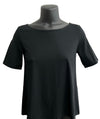 Flare Cut Shirt Round Neck short Sleeves Black