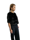 Cropped Mink Jacket 3/4 sleeves Black