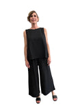 Black wide cut cotton pants. Comfortable perfect for traveling.