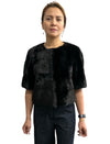 Cropped Mink Jacket 3/4 sleeves Black