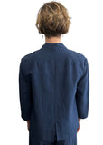 Palazzo Navy Jacket two buttons, flare cut 3/4 sleeves. Linen Material.