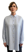 Long Shirt/Dress Button down Stripes Azzurro & White