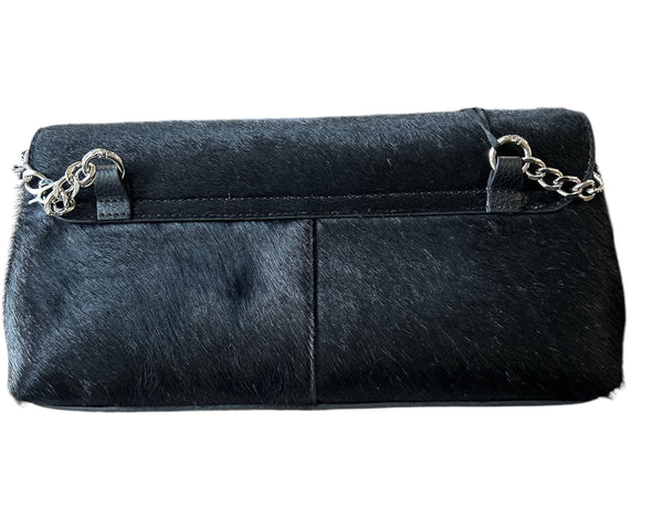 Gin Clutch with chain Horsehair & leather