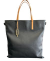 Black-Tan Odette Vertical Tote Bag detachable strap metal hardware two handles