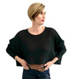 Asymmetrical Knit Sweater Round Neck Black long sleeves