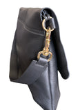 Black Nicole Soft & Slim Shoulder/Crossbody Bag Pavel leather flap closure 