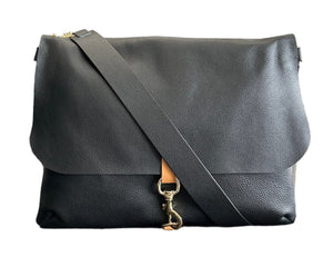 Black-Tan Nicole Soft & Slim Shoulder/Crossbody Bag Pavel leather flap closure 