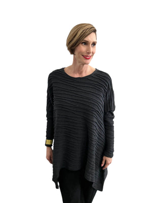 Black Asymmetrical Long Sweater For Women at Selleria Veneta