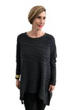 Women's Asymmetrical  Black Cotton Sweater