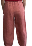 Comfortable Basic Linen Pants Red & Cream