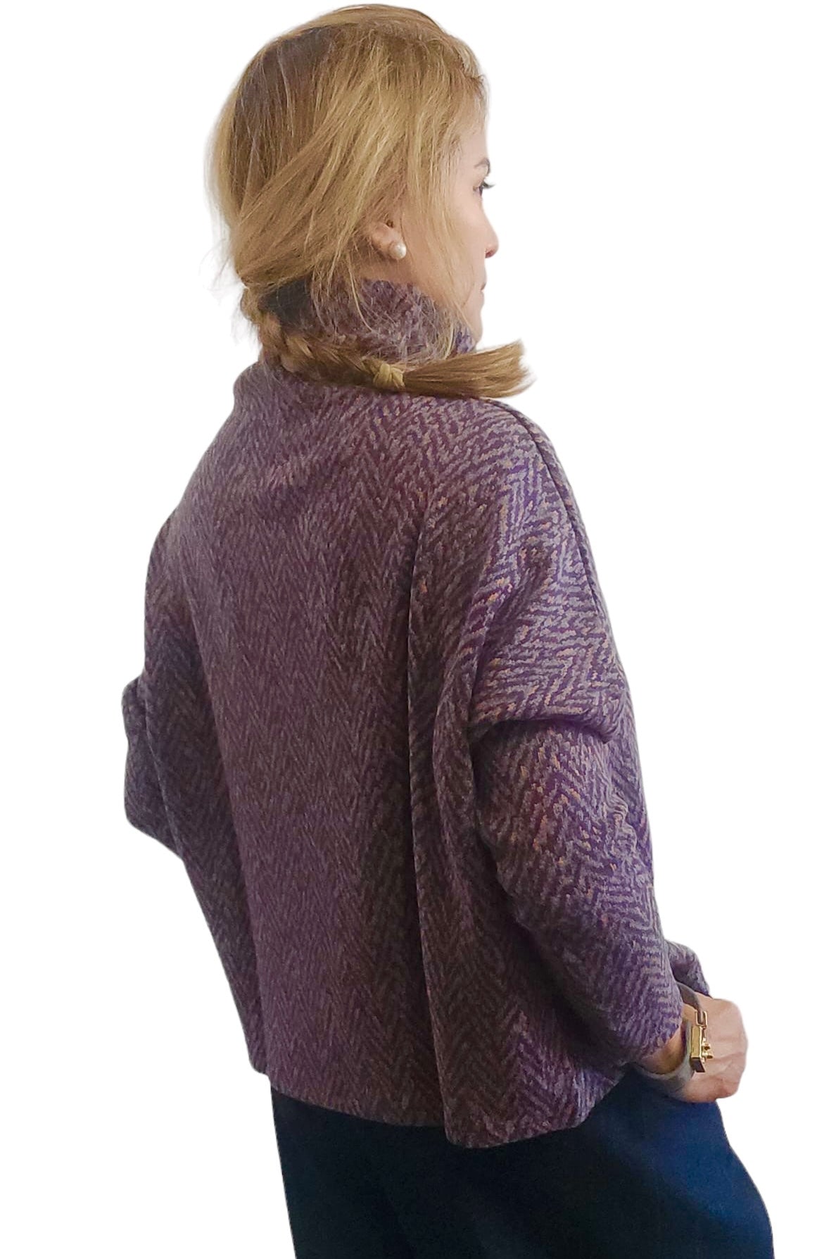 Crater Neck Sweater Tweed Purple