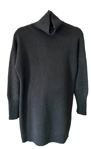 Trieste Turtleneck Sweater Dress Black Wool & Cashmere -Selleria Veneta