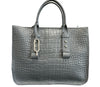Grey Eva Shopper Bag Embossed Cocco detachable strap - Selleria Veneta
