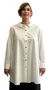 White long shirt/Dress classic collar flare cut.
